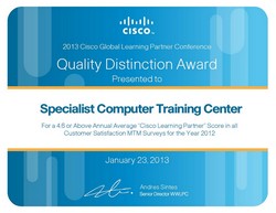 Высокое качество обучения подтверждено сертификатом Cisco Quality Distinction Award!